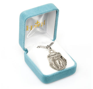 Sterling Silver Badge Shaped St. Sebastian Medal