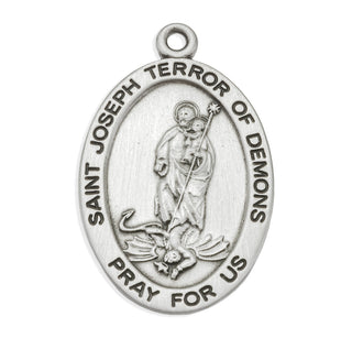 Saint Joseph Terror of Demons Oval Sterling Silver Medal