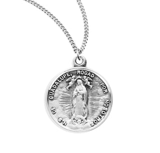 15 16 Inch Round Sterling Silver Our Lady Of Guadalupe Medal With 18 Inch Chain