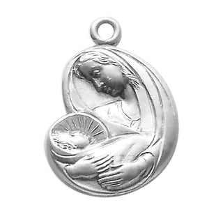 Sterling Silver Madonna and Child Medal