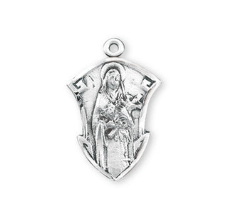 13/16-inch Sterling Silver St. Therese Medal with 18-inch Chain