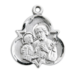 7/8-inch Sterling Silver St. Joseph Medal with 18-inch Chain