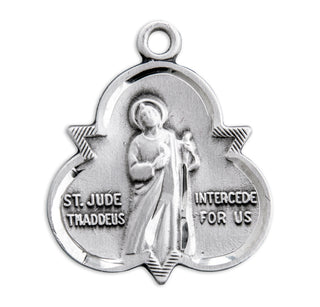 7/8-inch Sterling Silver St. Jude Medal with 18-inch Chain