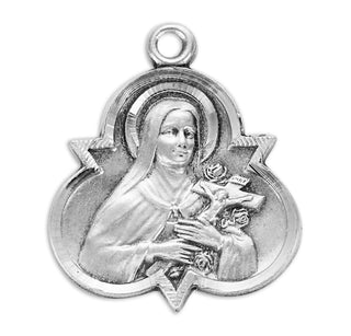 7/8-inch Sterling Silver St. Therese Medal with 18-inch Chain