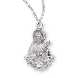11 16 Inch Sterling Silver St Therese Medal With 18 Inch Chain