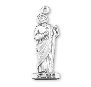 1 1/8-inch Sterling Silver St. Jude Medal with 18-inch Chain