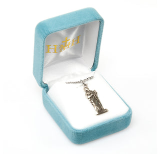 1 1/8-inch Sterling Silver St. Jude Medal with 18-inch Chain