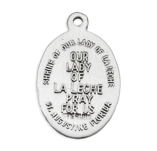 Our Lady of Laleche Oval English Version Sterling Silver Medal