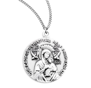 Sterling Silver Our Lady of Perpetual Help Round Medal