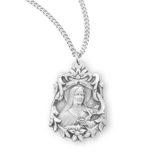 13 16 Inch Sterling Silver St Therese Medal With 18 Inch Chain 1