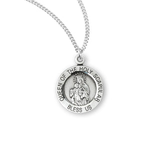 3 4 Inch Round Sterling Silver Scapular Medal With An 18 Chain
