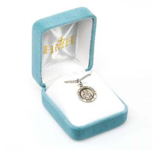 3/4-inch Round Sterling Silver Scapular Medal with an 18' Chain