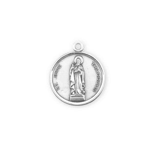 7/8-inch Round Sterling Silver St. Jude Medal with 20-inch Chain