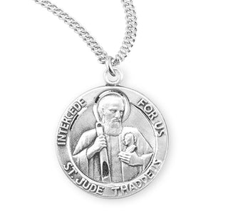 7 8 Inch Round Sterling Silver St Jude Medal With 20 Inch Chain 1