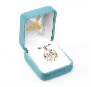7/8-inch Round Sterling Silver St. Jude Medal with 20-inch Chain