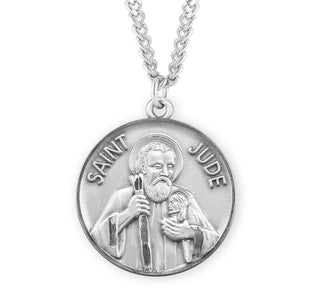 1 1 8 Inch Round Sterling Silver St Jude Medal With 24 Inch Chain