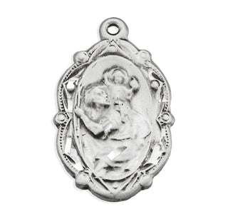 Sterling Silver Fancy Oval St. Christopher Medal
