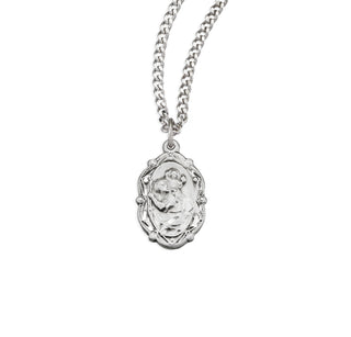 Sterling Silver Fancy Oval St Christopher Medal