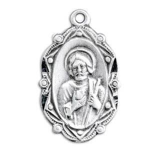 7/8-inch Sterling Silver St. Jude Medal with 18-inch Chain