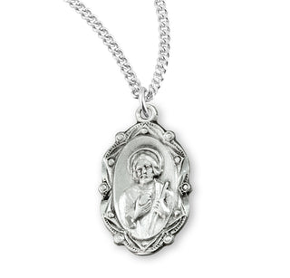 7 8 Inch Sterling Silver St Jude Medal With 18 Inch Chain 1