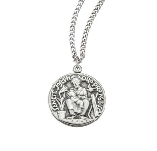 Sterling Silver Saint Joseph Medal Seated with  Infant Jesus