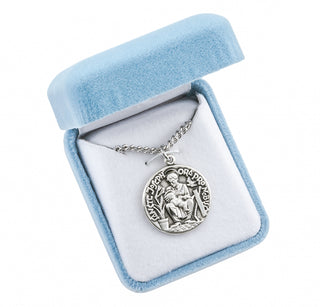 Sterling Silver St. Joseph Medal Seated with Infant Jesus