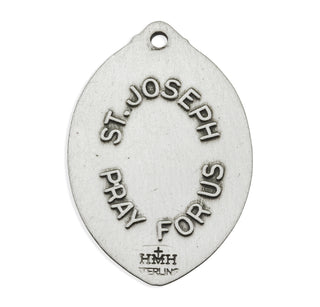 Sterling Silver Almond-Shaped St. Joseph Pendant with Rays