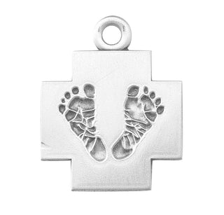 Sterling Silver Cross with Feet 18-inch Chain
