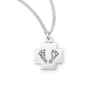 Sterling Silver Cross With Feet 18 Inch Chain