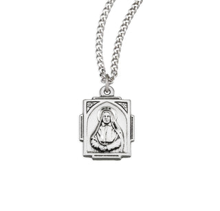 Sterling Silver Saint Frances X. Cabrini Square Medal