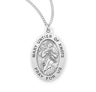 7 8 Inch Sterling Silver Mary Untier Of Knots Medal With 18 Inch Chain