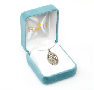 7/8-inch Sterling Silver Mary Untier of Knots Medal with 18-inch Chain