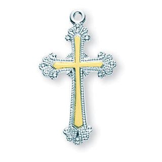 1 1/8' Tutone Sterling Silver Crucifix | 18-inch Chain