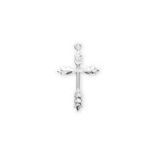 1 1/8-inch Sterling Silver Wheat Cross with 18-inch Chain