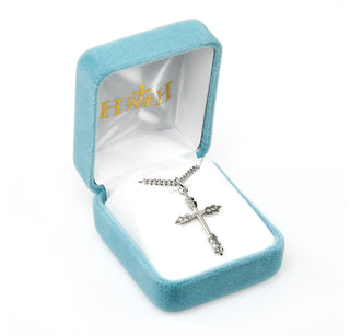 1 1/8-inch Sterling Silver Wheat Cross with 18-inch Chain