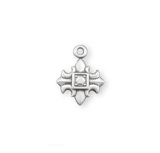 5/8-inch Sterling Silver Fleur de lis Cross with 18-inch Chain