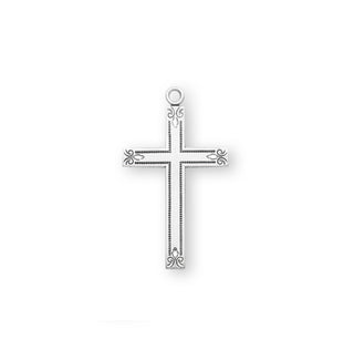 1 1/4-inch Sterling Silver Cross with 18-inch Chain
