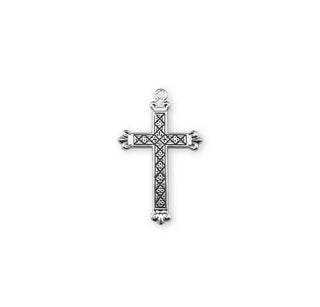 1 3/16-inch Sterling Silver Cross with Black Enamel 18-inch Chain