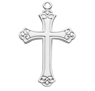 Swirl Tip Sterling Silver Cross