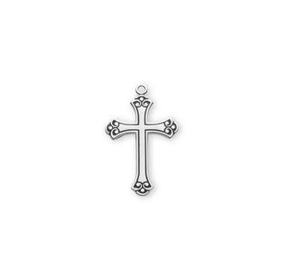 1 1/8-inch Sterling Silver Cross with Black Enamel 18-inch Chain
