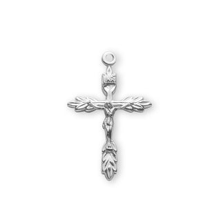 1 1/8-inch Sterling Silver Wheat Crucifix with 18-inch Chain