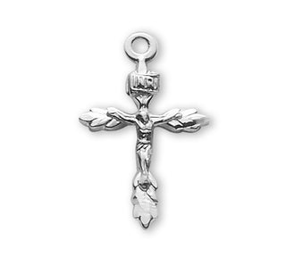 3/4-inch Sterling Silver Wheat Crucifix with 18-inch Chain