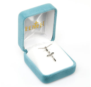 3/4-inch Sterling Silver Wheat Crucifix with 18-inch Chain