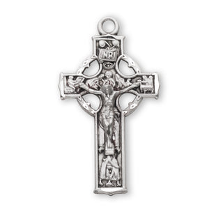 1 1/8-inch Sterling Silver Celtic Crucifix with 18-inch Chain