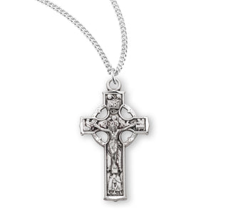 1 1 8 Inch Sterling Silver Celtic Crucifix With 18 Inch Chain