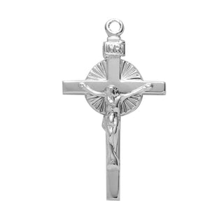 1 1/8-inch Sterling Silver Crucifix with 18-inch Chain
