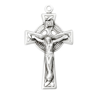 1 1/4-inch Sterling Silver Celtic Crucifix with 20-inch Chain