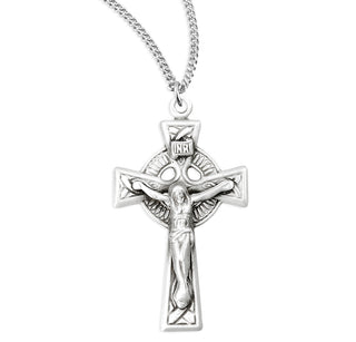 1 1 4 Inch Sterling Silver Celtic Crucifix With 20 Inch Chain