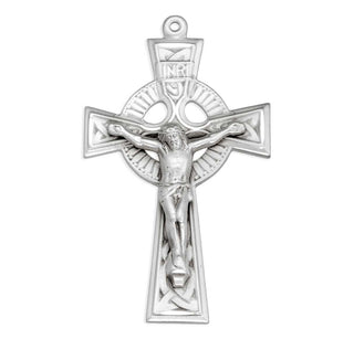 1 3/4-inch Sterling Silver Celtic Crucifix with 24-inch Chain