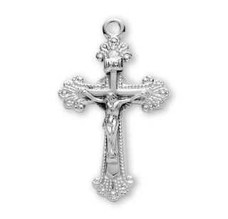 1 1/8-inch Sterling Silver Crucifix with 18-inch Chain